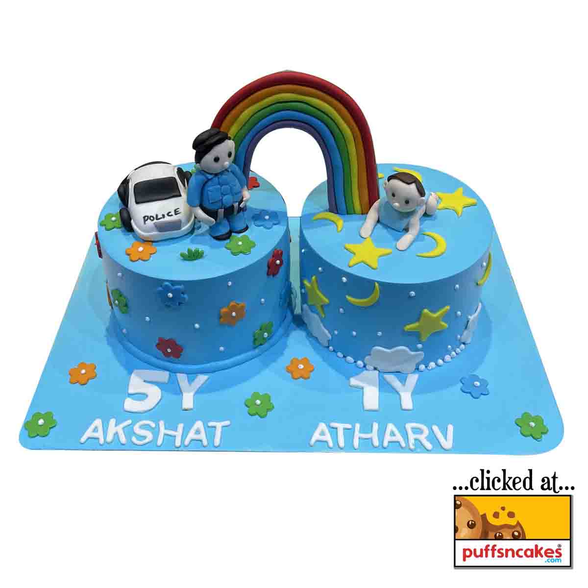 (1496) Police Rainbow Baby Theme Cake
